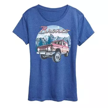 Женская футболка Ford Bronco с рисунком горного пейзажа Licensed Character, цвет Heather Royal Blue