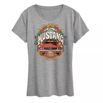 Женская футболка Ford Mustang 1968 года с графическим рисунком Licensed Character, цвет Heather Gray