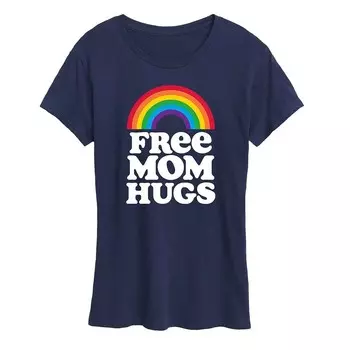 Женская футболка Free Mom Hugs с рисунком Licensed Character, темно-синий