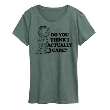 Женская футболка Garfield "А тебе кажется, что мне не плевать" Licensed Character, зеленый