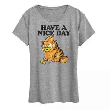 Женская футболка Garfield с ретро-принтом "Хорошего дня" Licensed Character, серый