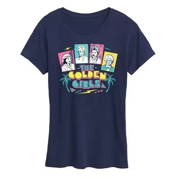Женская футболка Golden Girls с графическим рисунком в стиле ретро и логотипом группы Licensed Character, темно-синий