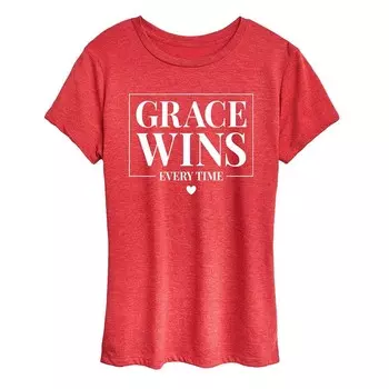 Женская футболка Grace Wins Every Time с рисунком Licensed Character, цвет Heather Red