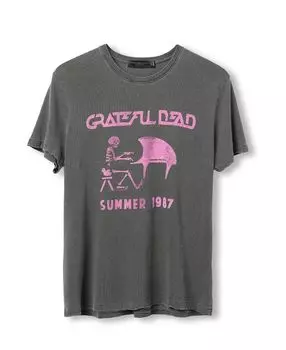 Женская футболка Grateful Dead Summer Tour 1987 в винтажном стиле Junk Food Clothing, серый