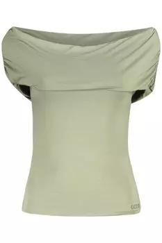 Женская футболка Guess Jeans с открытыми плечами, зеленый