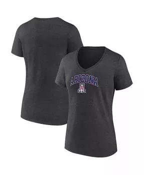 Женская футболка Heather Charcoal Arizona Wildcats Evergreen Campus с v-образным вырезом Fanatics, черный