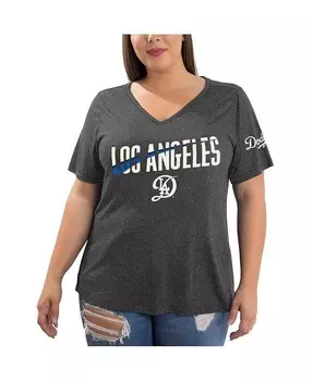 Женская футболка Heather Charcoal Los Angeles Dodgers 2024 City Connect Plus Size New Era, черный