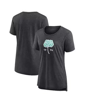 Женская футболка Heather Charcoal Seattle Sounders FC с эффектом потертости, трехцветная футболка с гвоздикой Fanatics, черный