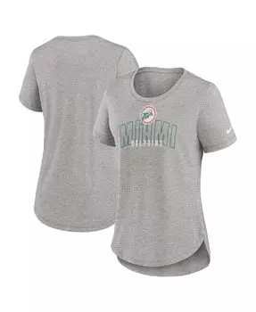 Женская футболка Heather Grey Miami Dolphins Fashion Tri-Blend Nike