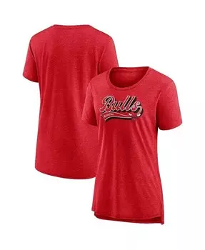 Женская футболка Heather Red Chicago Bulls League Leader Tri-Blend Fanatics, красный