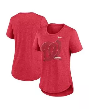 Женская футболка Heather Red Washington Nationals Touch Tri-Blend Nike