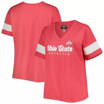 Женская футболка Heather Scarlet Ohio State Buckeyes Plus Size Give It All с v-образным вырезом