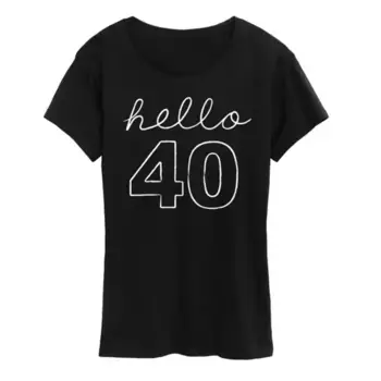 Женская футболка Hello 40 с принтом Licensed Character, черный