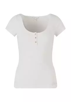 Женская футболка Henley в рубчик со стразами GUESS, цвет Pure White