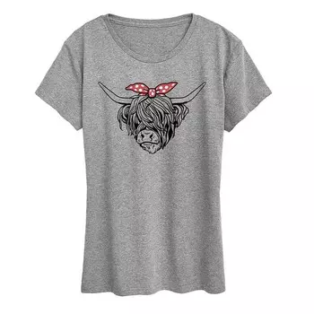 Женская футболка Highland Cow Bandana с графическим рисунком Licensed Character, цвет Heather Grey