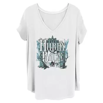 Женская футболка Hurry Back Gate с V-образным вырезом Disney's The Haunted Mansion Licensed Character, темно-синий