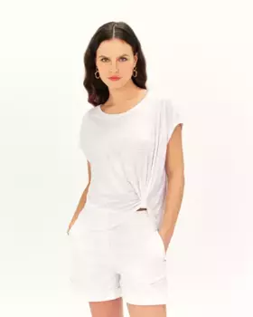 Женская футболка из 100% льна со спущенной линией плеча Caroll, белый