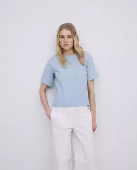 Женская футболка из двух материалов с круглым вырезом Yerse, синий