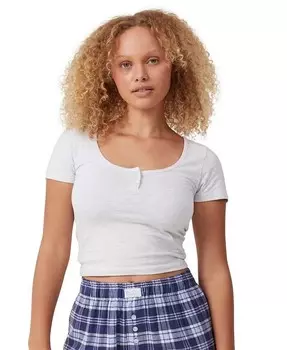 Женская футболка из джерси персикового цвета с надписью Henley COTTON ON, серый