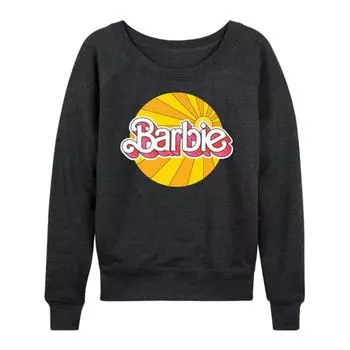Женская футболка из французского трикотажа с длинными рукавами и логотипом в виде солнца Barbie, серый
