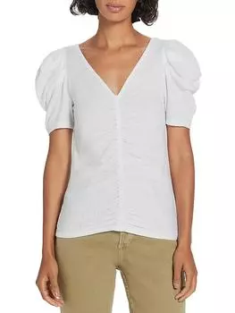 Женская футболка из хлопка со сборками GOLDIE, белый