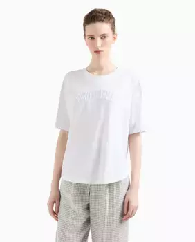 Женская футболка из хлопка supima с тисненым логотипом Emporio Armani, белый