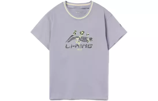 Женская футболка из коллекции спортивной моды LiNing, фиолетовый