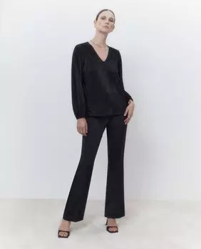 Женская футболка из ламинированной фантазийной ткани El Corte Ingls, черный