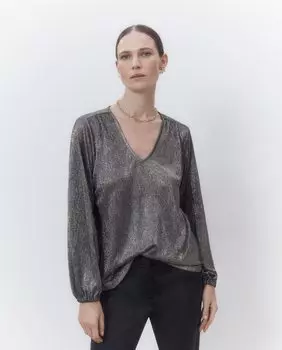 Женская футболка из ламинированной фантазийной ткани El Corte Ingls, светло-коричневый