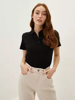 Женская футболка из пике с прямым вырезом поло и коротким рукавом LC Waikiki Basic