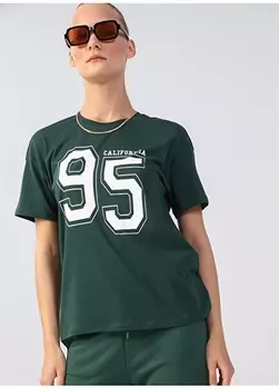 Женская футболка изумрудно-зеленого цвета с круглым вырезом Limon