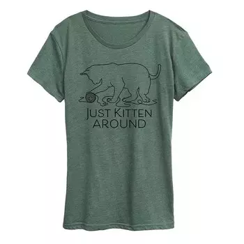 Женская футболка Just Kitten с графическим рисунком, цвет Heather Green