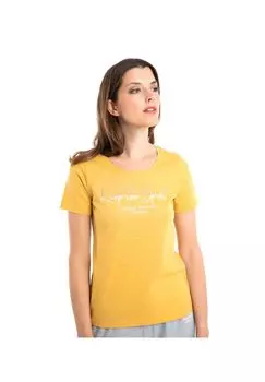 Женская футболка Keep the Spirit с круглым вырезом и логотипом, 100 % хлопок ROADSIGN australia, цвет Ocker