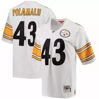 Женская футболка команды Mitchell & Ness Troy Polamalu White Pittsburgh Steelers 2005 Legacy Replica Team