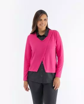 Женская футболка комбинированная с эффектом 2 в 5 October, фуксия