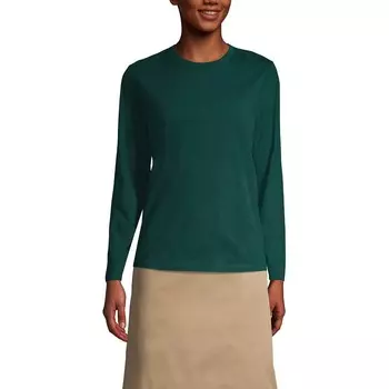 Женская футболка Lands End School Uniform с длинными рукавами Essential Lands' End, цвет Evergreen