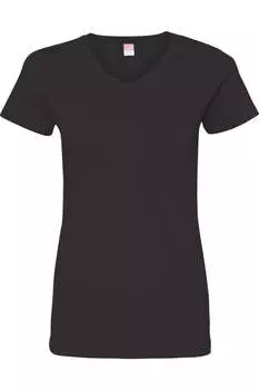 Женская футболка LAT из тонкого джерси с V-образным вырезом, черный