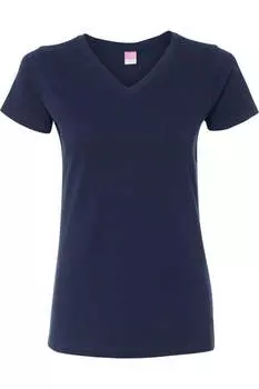 Женская футболка LAT из тонкого джерси с V-образным вырезом, темно-синий