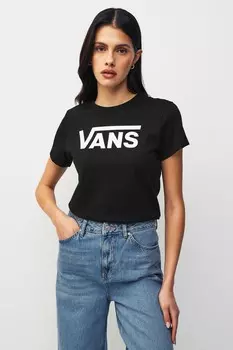 Женская футболка «летящий v» с круглым вырезом Vans, черный