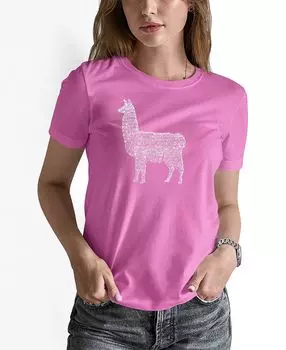 Женская футболка llama mama word art LA Pop Art, розовый