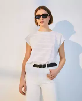 Женская футболка Macaid с вырезом и швейцарской вышивкой Woman El Corte Ingls, белый