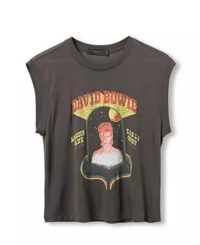 Женская футболка-майка с принтом David Bowie Radio City Music Hall Vintage Junk Food Clothing, серый