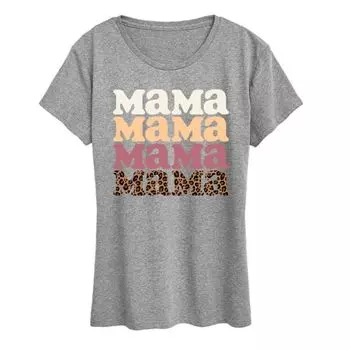 Женская футболка Mama Leopard с принтом Licensed Character, серый