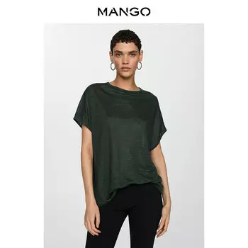 Женская футболка Mango дышащая, зеленый