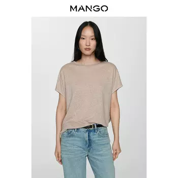 Женская футболка Mango повседневная дышащая, светло-коричневый