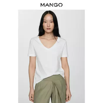 Женская футболка Mango прямого кроя, белый