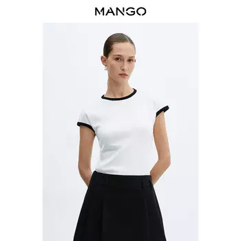 Женская футболка Mango с короткими рукавами, черный
