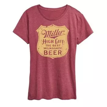 Женская футболка Miller High Life с винтажным графическим гербом Licensed Character, красный