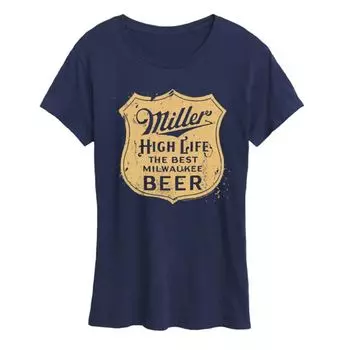 Женская футболка Miller High Life с винтажным графическим гербом Licensed Character, синий