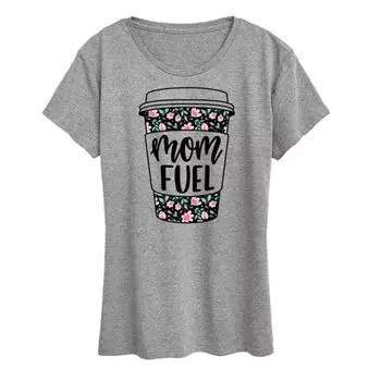 Женская футболка Mom Fuel с цветочным принтом и кофейным принтом Unbranded, серый